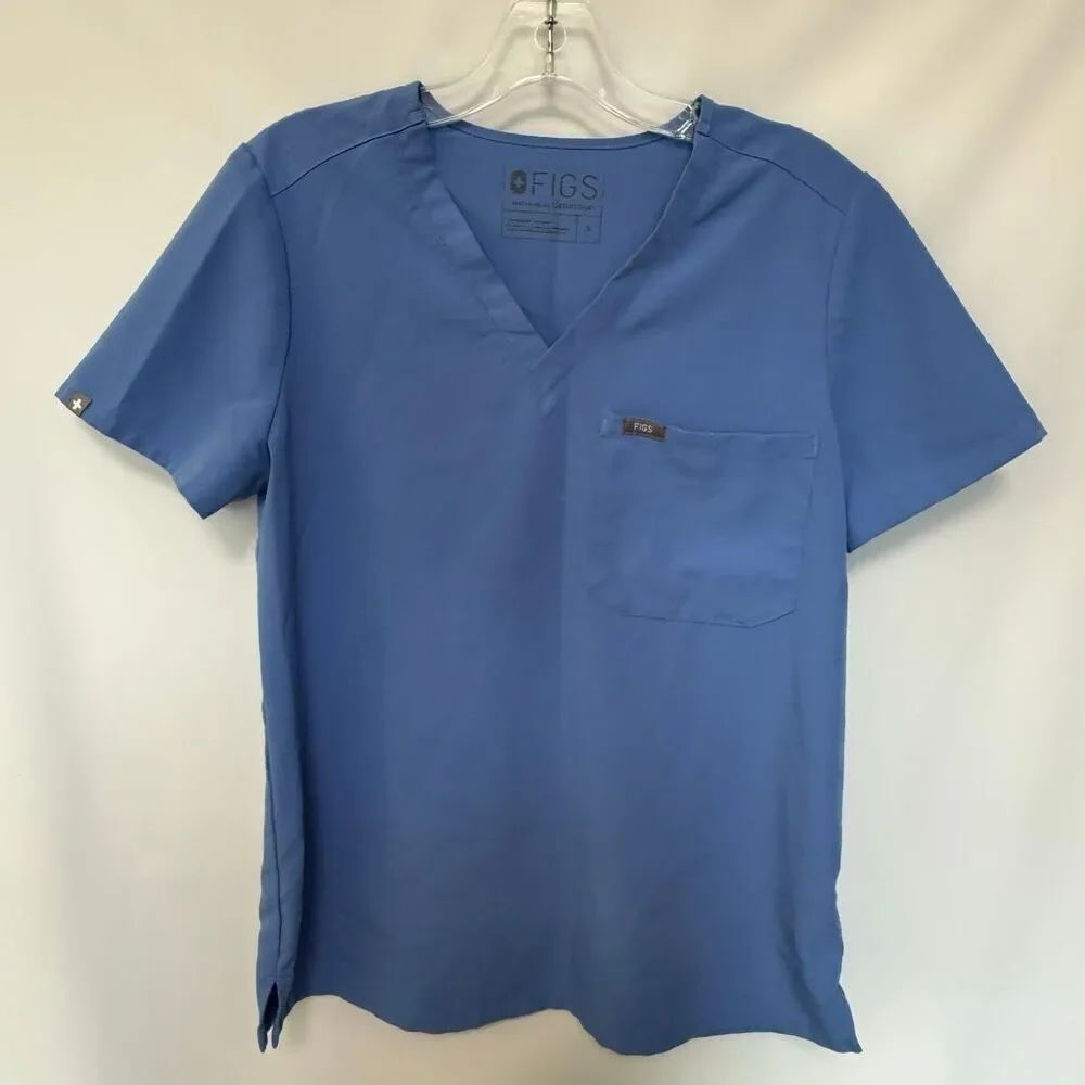 Figs Women blue scrub top size small #1227